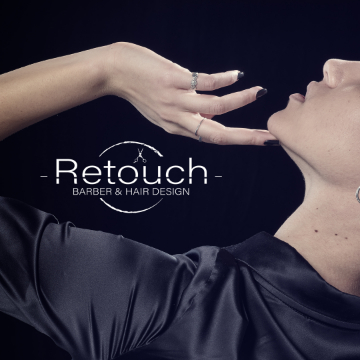 Retouch barber & hair design logo